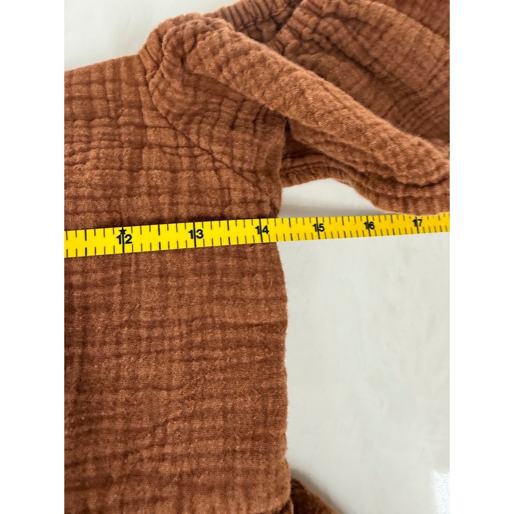 Japna Babydoll Top Womens Large Rust Orange Gauze Smocked Back Flutter Sleeve - Picture 6 of 8